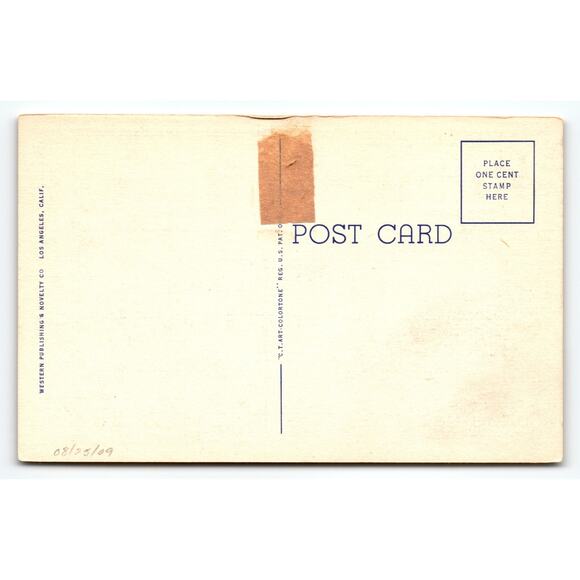 Hollywood California Vintage 1940's Large Letter Linen Postcard Greetings From - Picture 2 of 2